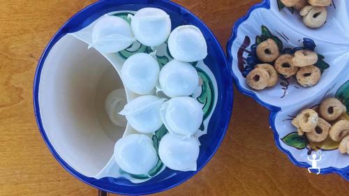 Degustazione di mozzarella di bufala e calice di Falanghina a bordo, perfetta per coppie e famiglie in Campania