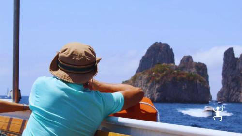 Navigazione verso Capri in motonave con Vesuvio sullo sfondo da Sorrento, Castellammare e Seiano per gruppi e coppie